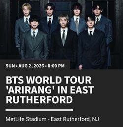 2 BTS ARIRANG concert tickets
