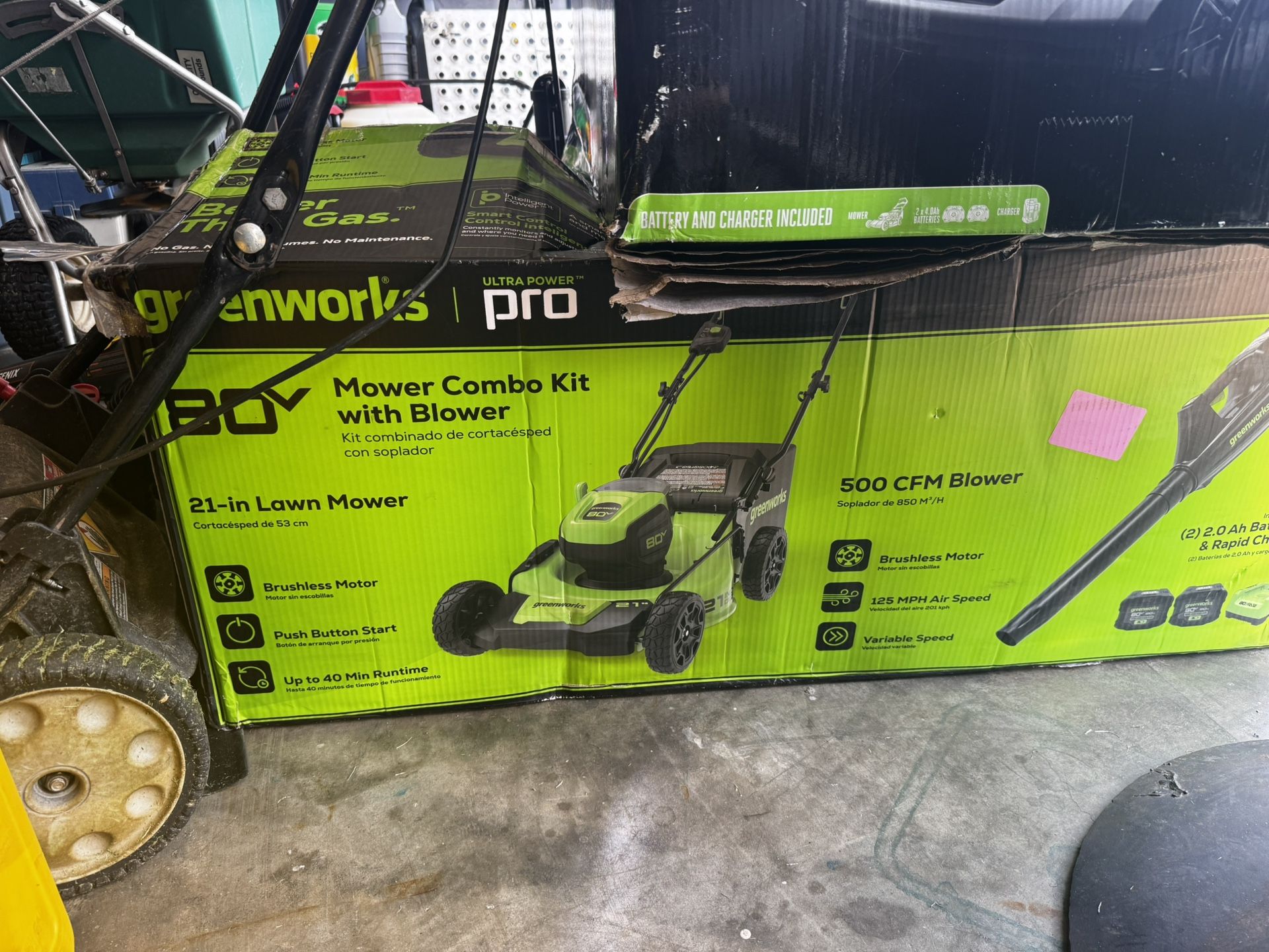 Greenworks 80V Mower & Blower Combo Kit – 21” Lawn Mower, 2 Batteries & Charger – NEW