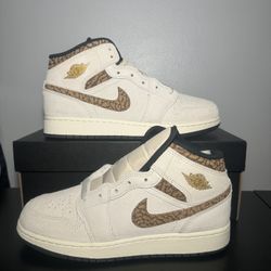 Jordan 1 Mid Brown Elephant Size 6.5Y