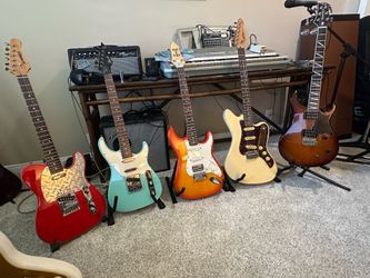 5 very nice electric guitars, cleaned, adjusted and set up with new strings