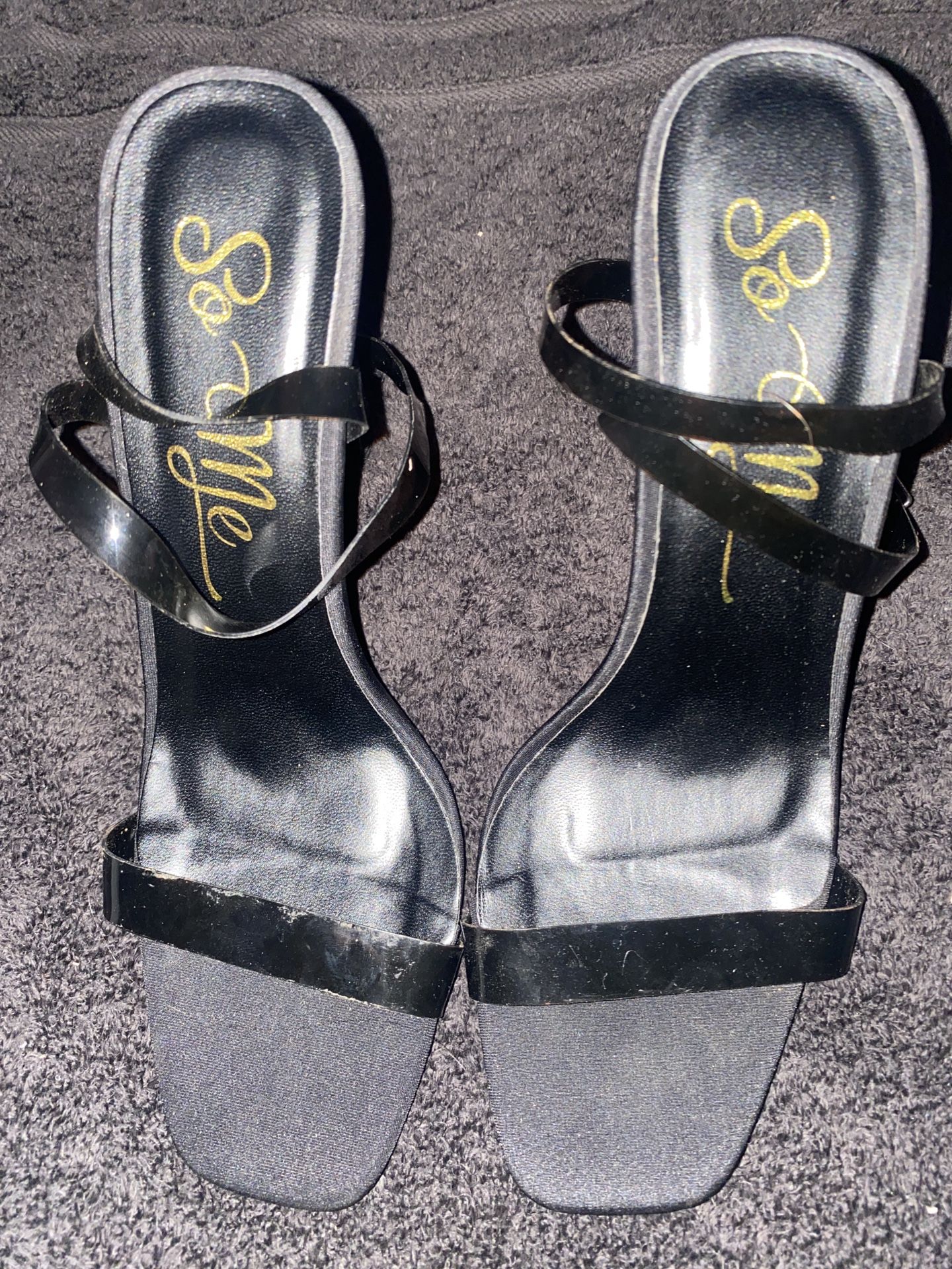 So Me Black Strappy Heels