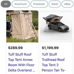 Tuff Stuff Trail Head Rooftop Tent AND Annex $550 (Retail For both Items Is $1400+ As Shown In Photos). 