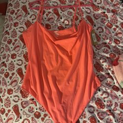 SKIMS Size XL fits everybody Cami bodysuit top thong nectarine NWT