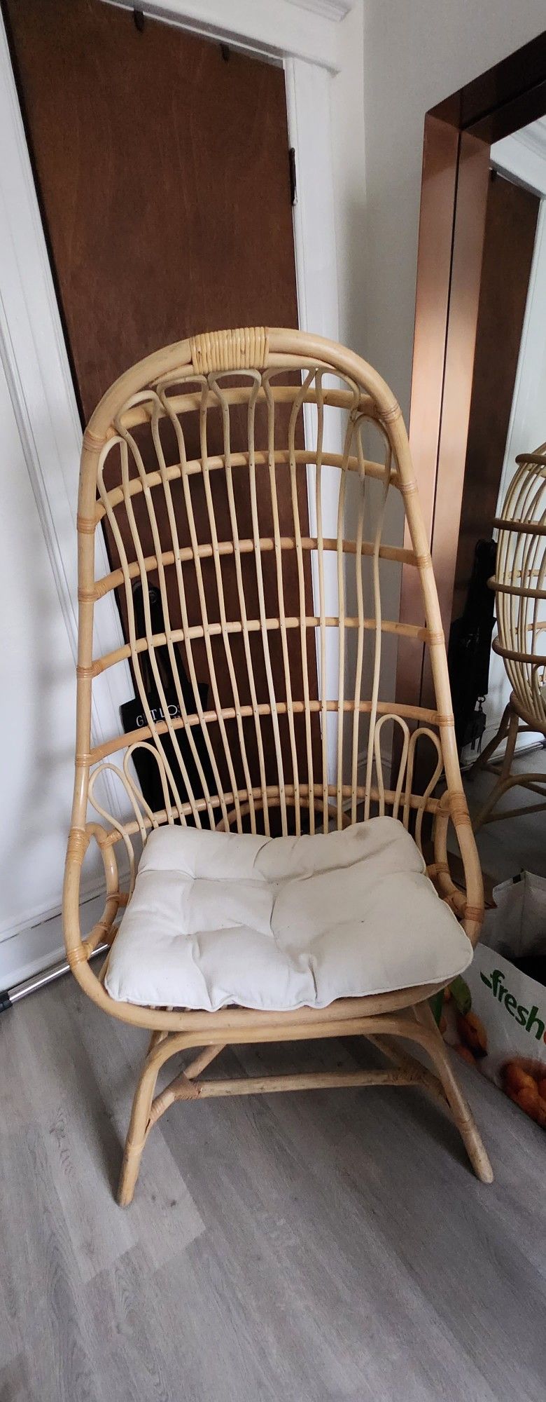 Fallon Natural Rattan Cocoon Chair with Cushion (2 Chairs)