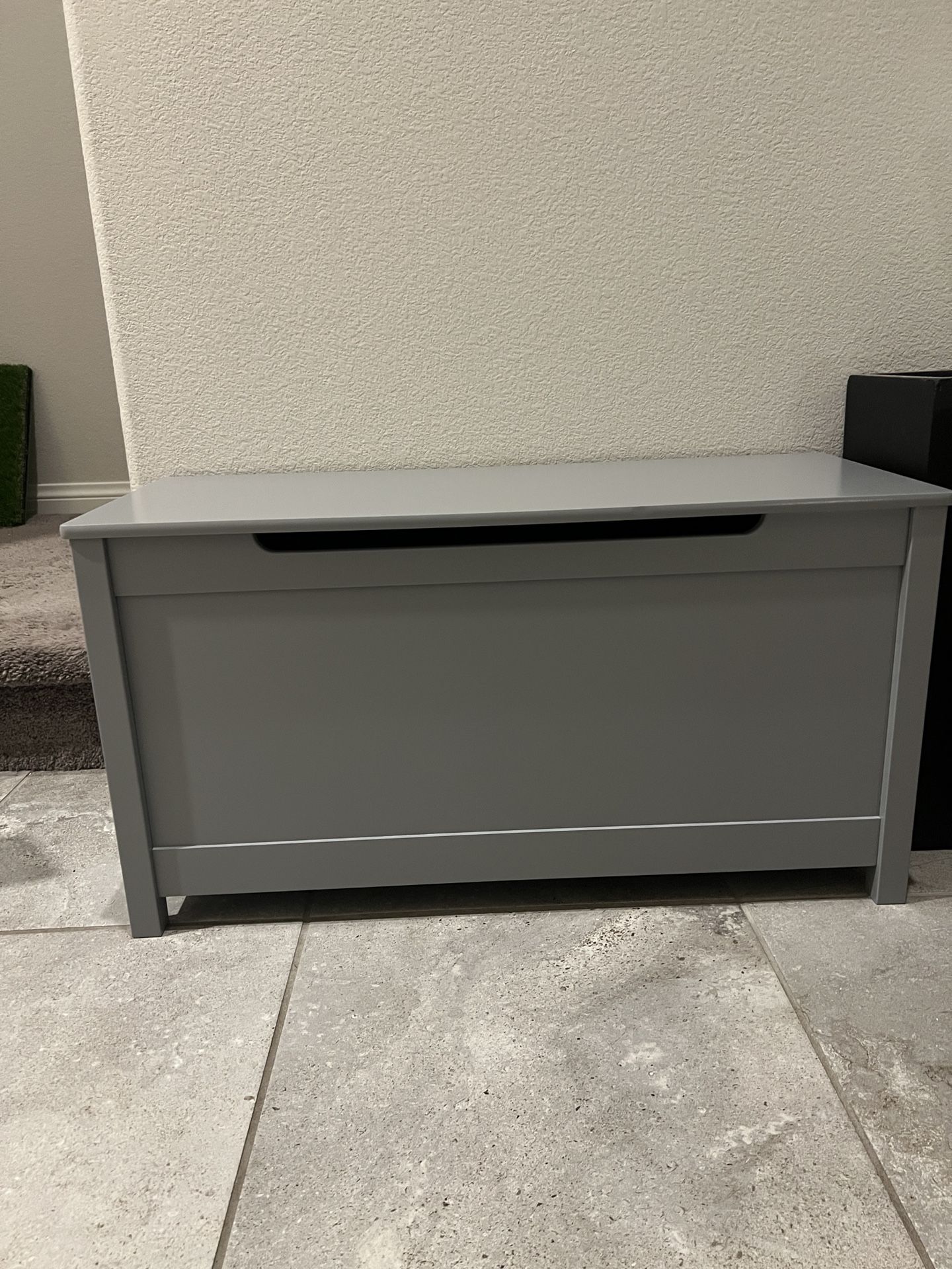 Gray Wooden Toy box/Bench/Chest with Safety Hinged Lid