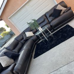 Leather Sectional Recliner Couch 