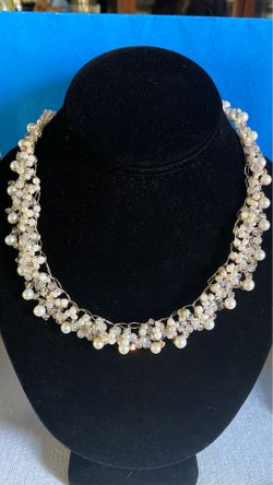 Pure silver crochet necklace with semi precious stones