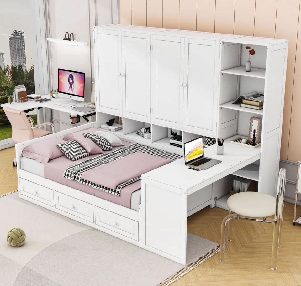 Daybed with Desk Drawers & Storage