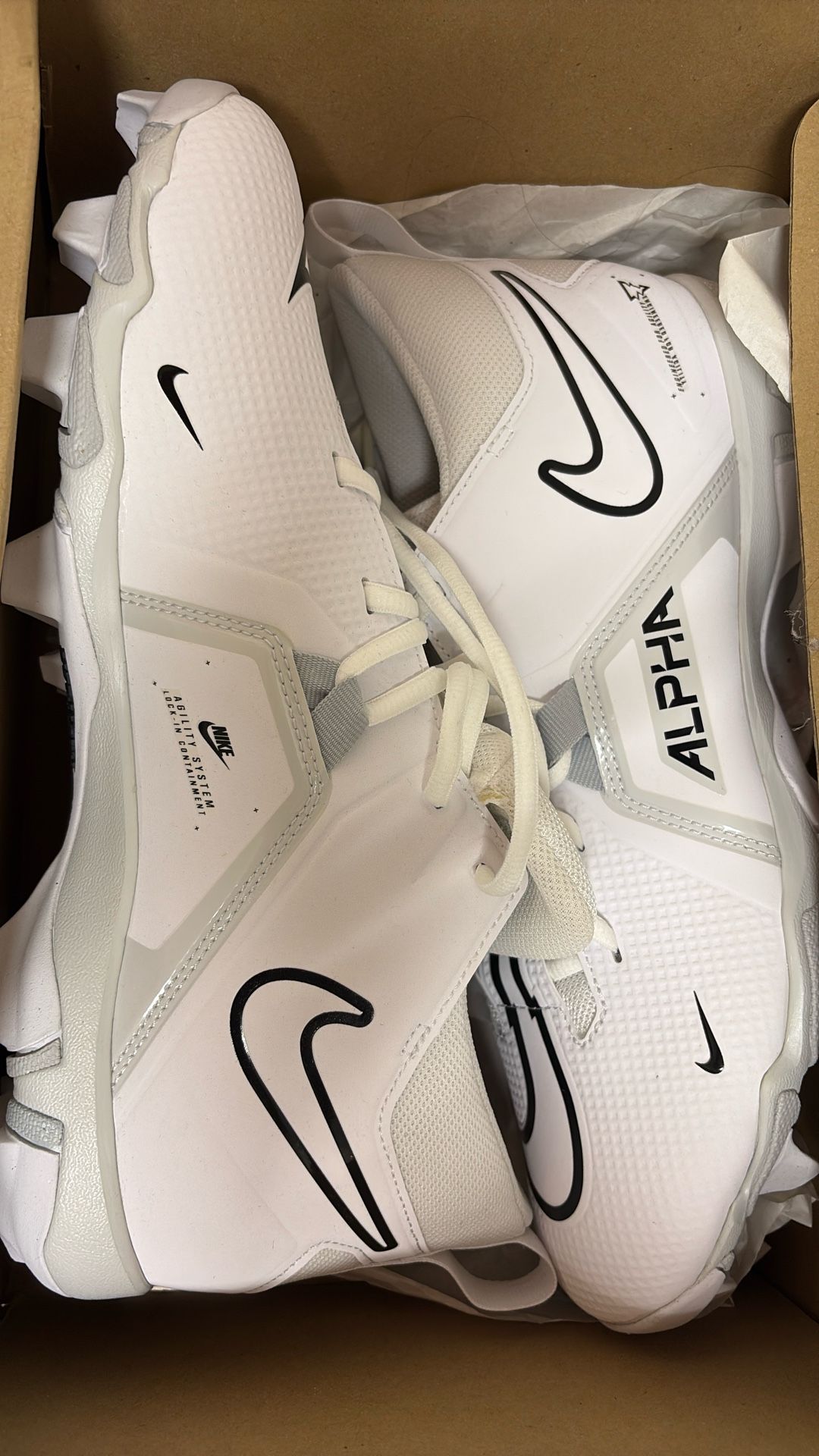 White Nike Alpha Football Cleats 