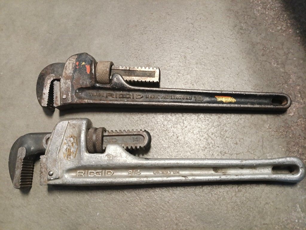 2 Rigid Aluminum Adjustable Pipe Wrenches 14