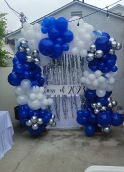 Chrome Silver White And Dodger Blue Backdrop