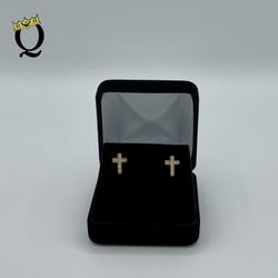 14kt Cross Stud Earrings (missing stone)  