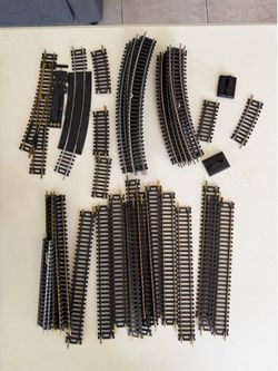 Vintage HO Scale Model Train Track Lot - Brass & Steel Straights, Curves & Switches⁠