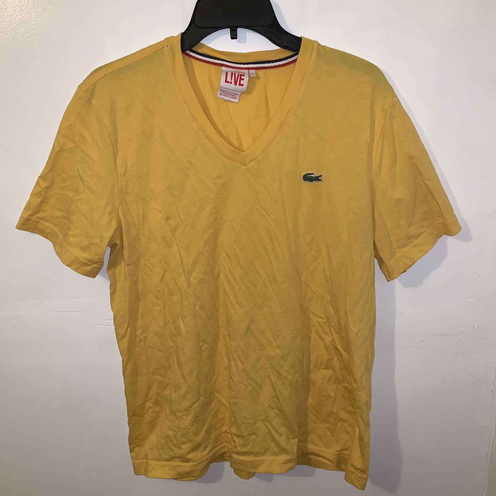 Lacoste Live Men's Yellow T-Shirt Size 5 Large Shirt Tshirt. 5