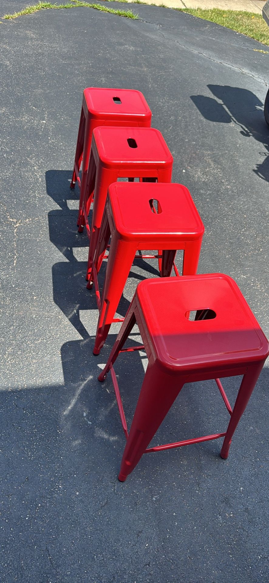 Metal Bar Stools - Red