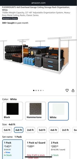 Fleximounts 4x8 Garage Ceiling Storage Rack White