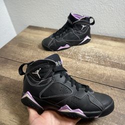 Nike Kids Jordan 7 Retro DV2255-055 Black Purple Sneakers Shoes Size 4.5Y 6W
