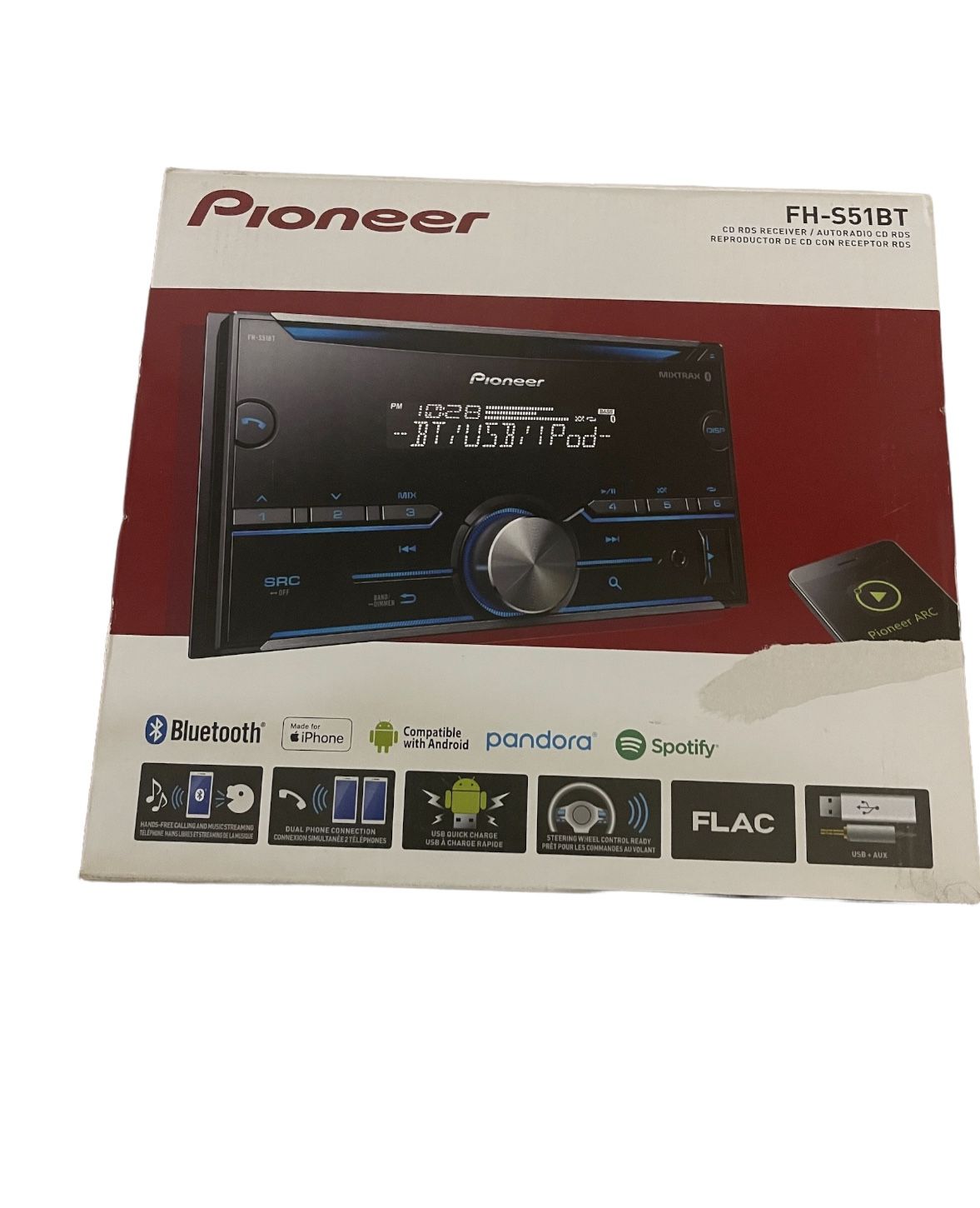 Pioneer FH-S51BT Bluetooth CD Player iPhone Android Pandora AM FM USB Aux