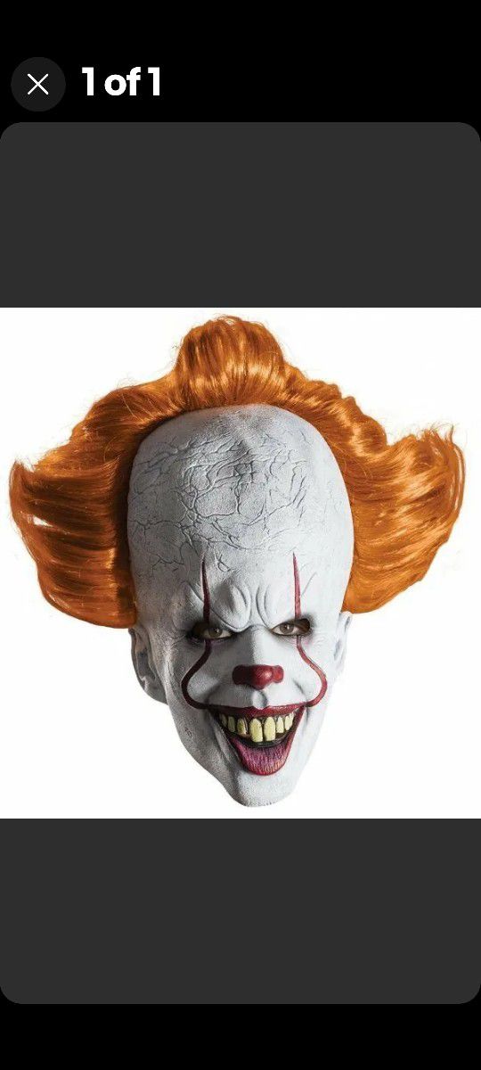 It Movie Pennywise Overhead Mask with Hair Clown 