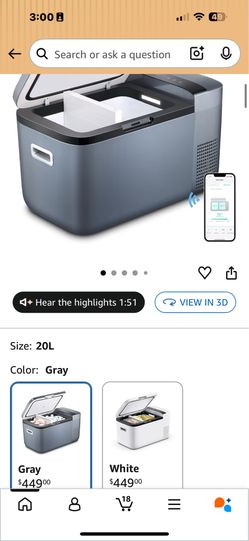ICECO GO20 Dual Zone 12V Refrigerator, Portable Fridge Freezer with SECOP Compressor, DC 12/24V, AC