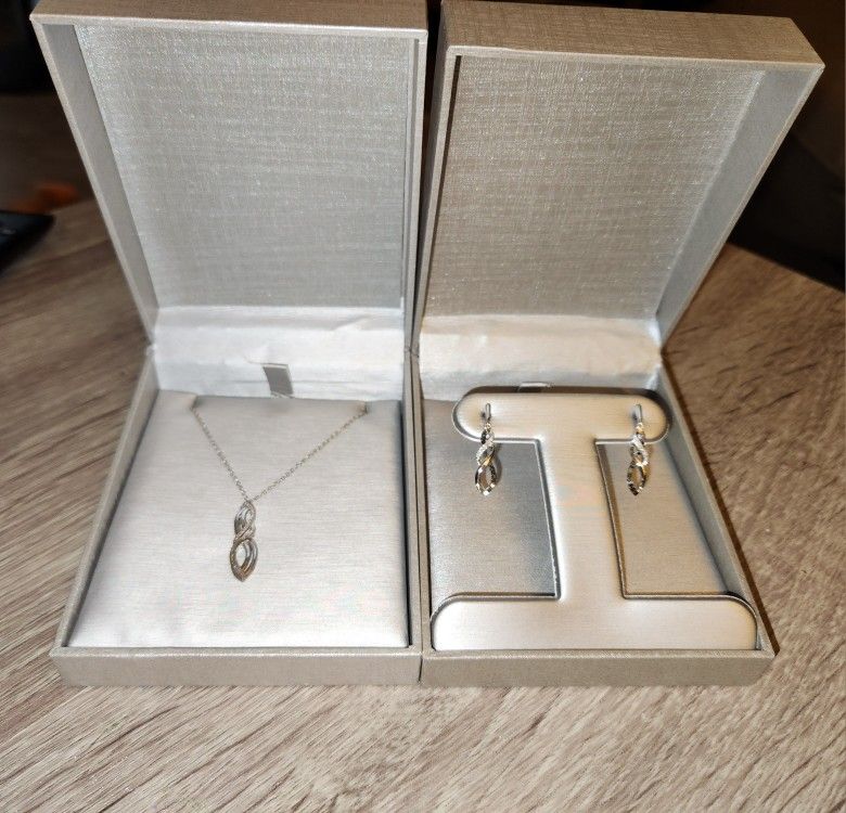 Zales Infinity Diamond Earrings/Necklace Set