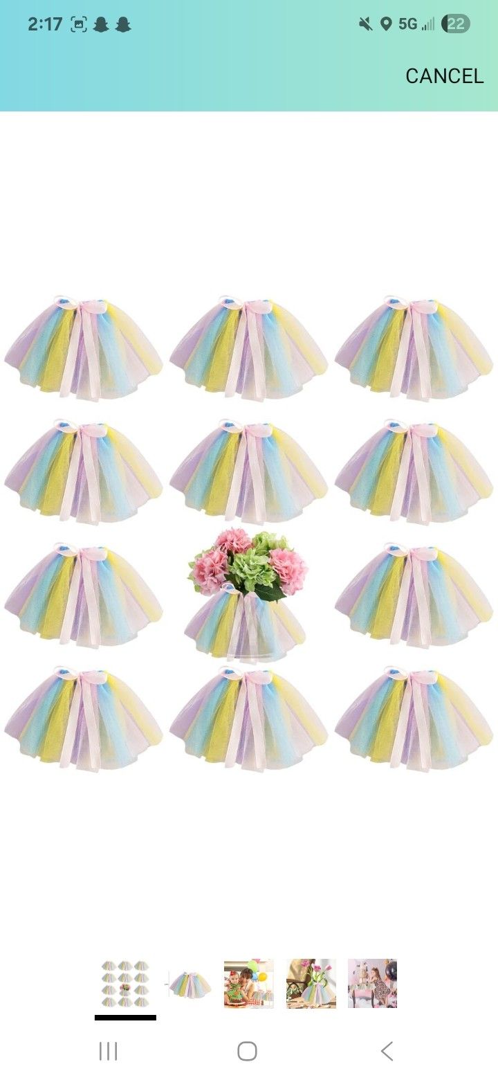 12 Pcs Mini Tutu Table Skirt Wine Bottle Cover Tulle Tutu Table Skirt Decor Tutu Garland Tulle Table Centerpieces for Wedding Baby Shower Cake Dessert