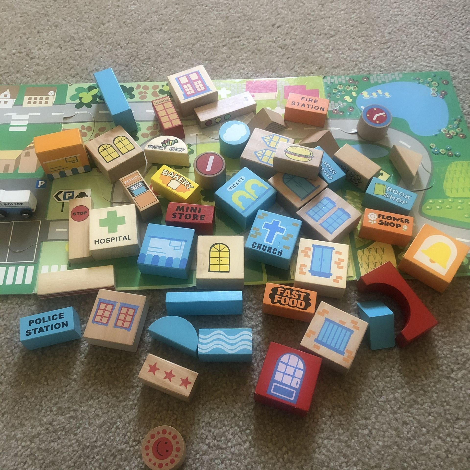 Wood city  Blocks  Toddlers Toys Like New