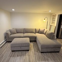 2 Section Modular Couch With Storage Ottoman. 