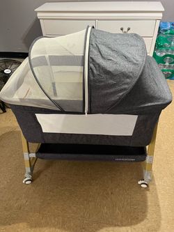 Baby Bassinet with Canopy and Wheels
