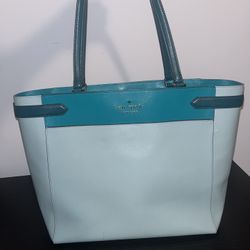 kate spade Two-Tone Light and Dark Teal Leather Tote