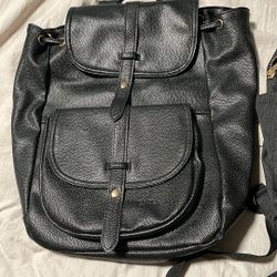 Black And Dark Denim Backpack