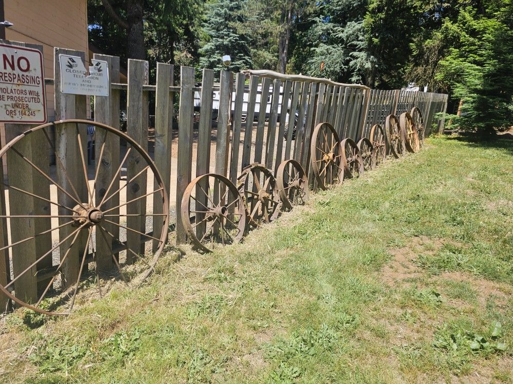 Old Wagon And Implement Wheels..vintage