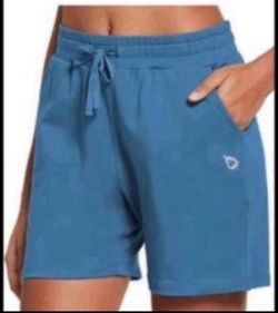 Brandnew(Large)Women's 5" Athletic Shorts Cotton Comfy Casual Summer Sweat Workout