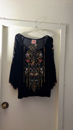 Johnny Was Women’s Velvet Blouse with Gorgeous Detail