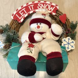 Let It Snow Snowman Wreath 13”