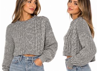 Free People On Your Side Slouchy Pullover XL Gray