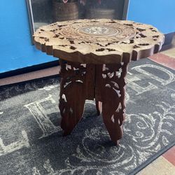 1970 India Hand Carved Teak Table SMALL!!!