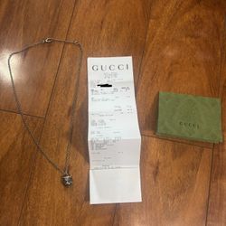 Gucci Chain With Tiger Pendant Solid Silver 