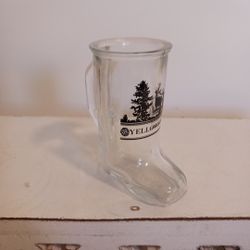 Cowboy Boot Shot Glass With Handle Yellowstone Elk Forest Trees Country Bar
