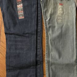 2 pairs of New Levi Strauss & Co Boys Jeans 12 Regular 26x26 Slim/Skinny - 511  & 510 Jeans
