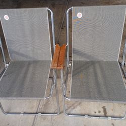 Pair Of Zip Dee 1970s Airstream RV Folding Chairs SUPER NICE!