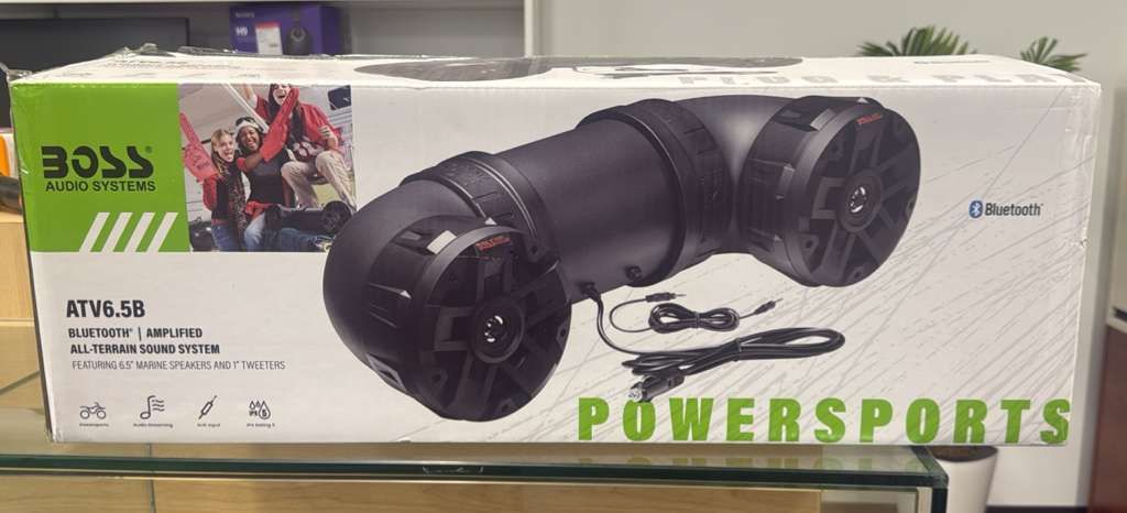 BOSS Audio Systems ATV6.5B ATV UTV Sound System - 6.5 inch Speakers, 1 inch Tweeters, Full Range, IPX5 Weatherproof, Bluetooth, Built-in Amplifier, Go