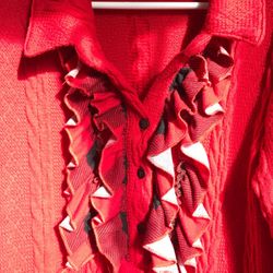 Red & Black Buffalo Plaid Ruffle Sweater