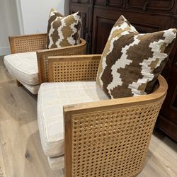 Vintage Cane Accent Chairs 