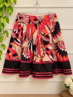 Pleated Floral Print A-Line Skirt