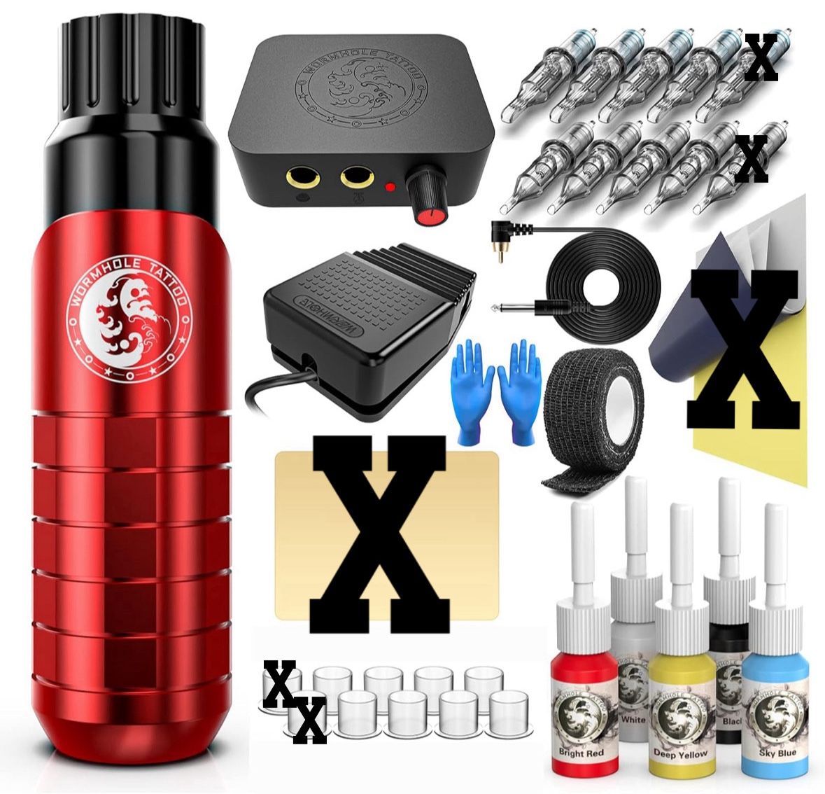 Wormhole Pen Tattoo Machine Kit (Red)