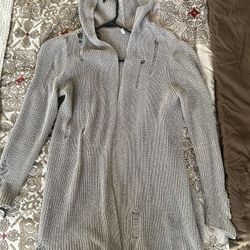 Women H&M Hooded Gray Cardigan Size Medium 