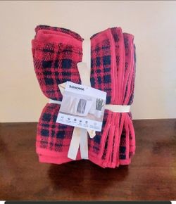 6 pc Sonoma Red Plaid Bath Towel Set