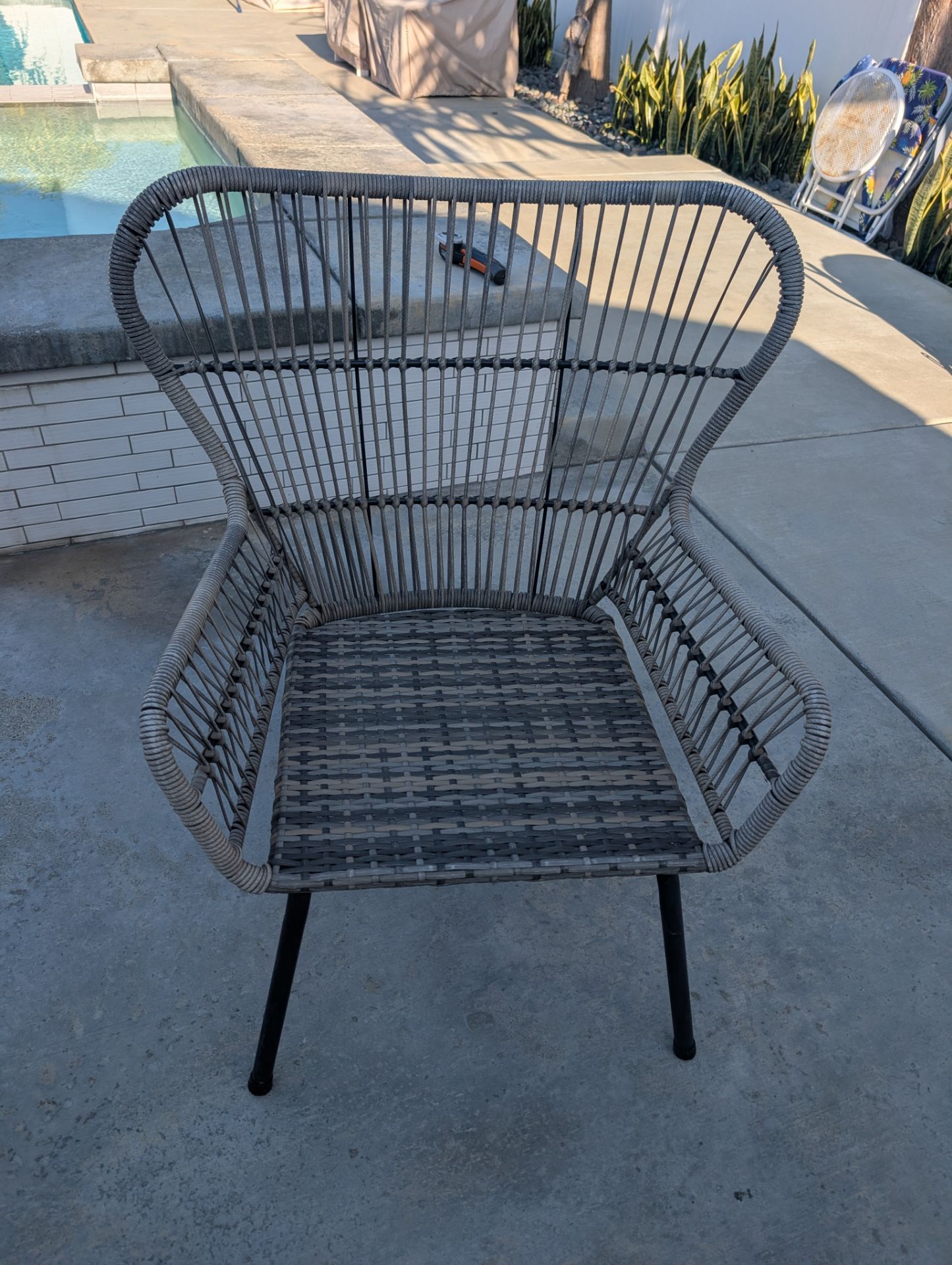 Whicker and steel chairs (pair 2)