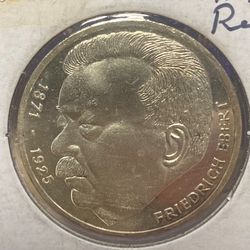 1975 J GERMANY Politician Friedrich Ebert OLD Proof Silver 5 Mark
